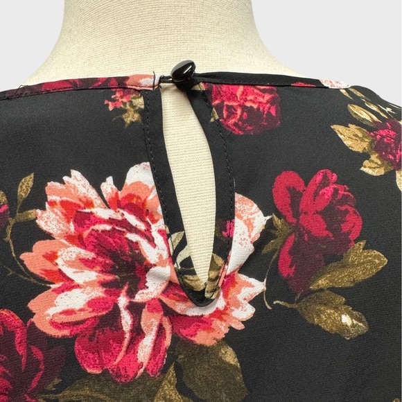 Panhandle Black Bell Ruffle Sleeve Top Roses Med Dark Romance Boho Soft Goth - Picture 3 of 8